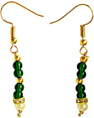 SURAT DIAMONDS Green Sheen Pearl Metal Drops & Danglers