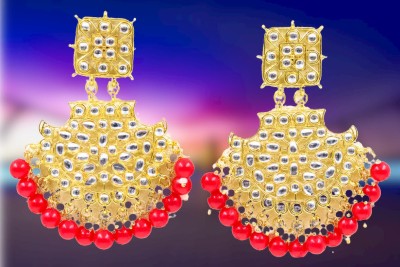 polluxcraft Samridhi Earrings For Women /Red Pearl Earring 01-Pair Beads Alloy Drops & Danglers