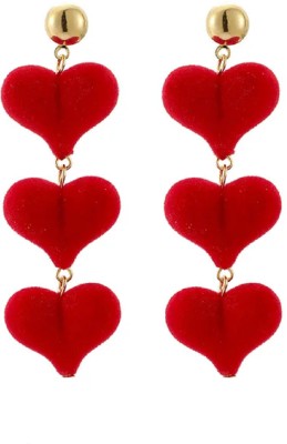 Deevam Heart Touches Heart Tassel Red Earrings For Your Valentine For Women & Girls Alloy Tassel Earring