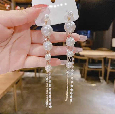 GloAww Korean Stylish Hang Pearl Earring For Women & Girl's Alloy Drops & Danglers