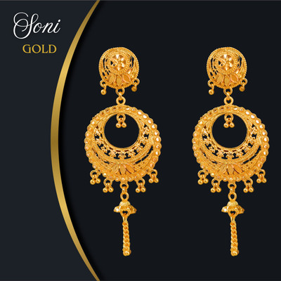 Shri Radha Moon Stylish Gold Plated Jhumka Earrings Ethnic Wear for Girls Alloy Drops & Danglers
