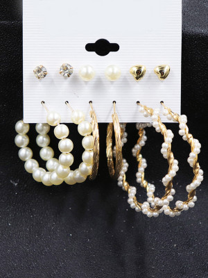 Scintillare by Sukkhi Exclusive Gold Plated Pearl Hoop & Stud Earring Set for Women Alloy Hoop Earring