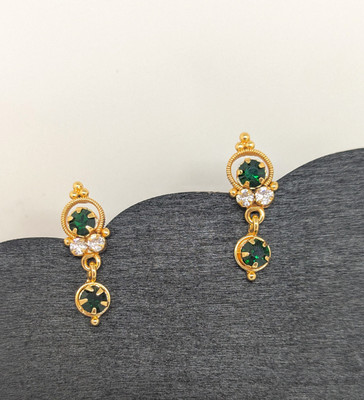 Rithvin Fashion Gold-plated Green Stones Dangler earrings Cubic Zirconia Alloy Drops & Danglers