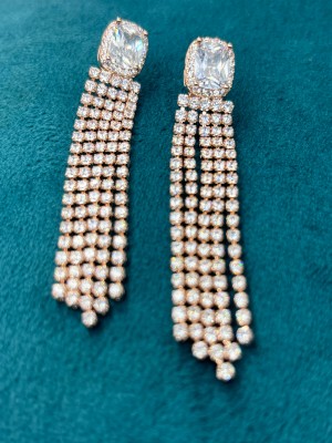 hkjewelery Beautiful Long Ad Earrings For Women And Girls Diamond Alloy, Brass Jhumki Earring, Plug Earring