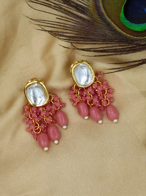 ANOUK Pink Cluster Beaded Ethnic Drop Earring For Women ER_110_PK_160 Alloy Earring Set