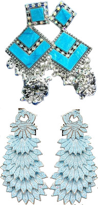 Hernger traders K3_Aqua_06 & earwo-je-green4@_01 Cubic Zirconia Alloy Earring Set