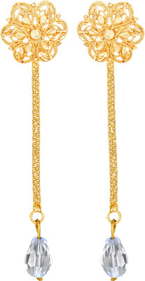 VIGHNAHARTA Gold Plated Removable Stud and Chain Drop Earring Combo set For Women and Girls Crystal Alloy Drops & Danglers, Ear Thread
