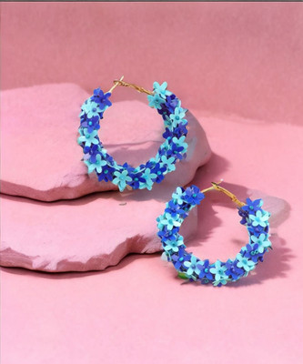 Jewelgenics Handmade Blue Beaded Hoop Earrings Beads Alloy Drops & Danglers