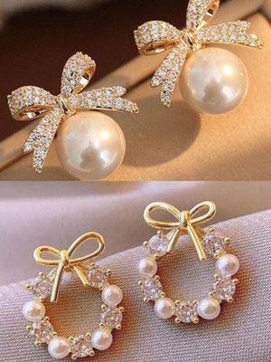 eloria Korean s s For Girls | Women s | s Set Pearl, Diamond Alloy Stud Earring