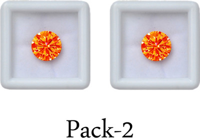 R.K GEMS 5-Carat 2 Piece Extra Fine Round Shape-Orange Diamond Stone Ear Thread