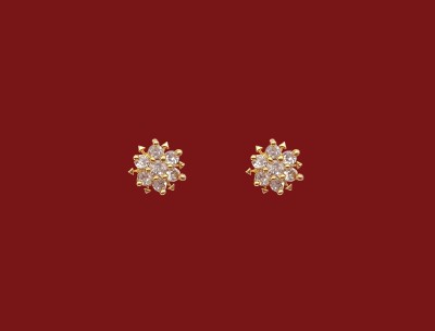 Royal Covering Floral Designed 1 Gram Gold Plated AD Stone Stud Earring for Women & Girls, Copper, Brass Earring Set, Stud Earring