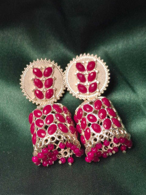 saja Pink Earring Pearl Alloy Earring Set