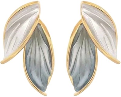 Fashion Fusion Gold Plated Leaf Design Stud Earrings for Women & Girls Alloy Stud Earring