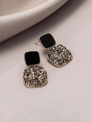 neze NZ 47 Square Shape Faux Gemstone Drop Dangle Earrings Alloy Drops & Danglers