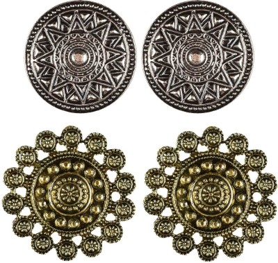 Fashion Fusion Combo of South Indian Temple Jewellery Traditional Stylish Fancy Party Wear Wedding Bridal Daily Office Use Golden Oxidised Collection Large Big Tops Earrings For Women Brass Stud Earring