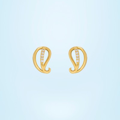 SORELLII The Golden Earrings with Diamonds Cubic Zirconia German Silver Stud Earring