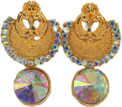 Niura Golden Color Peacock Design Earrings Diamond Alloy, Copper Earring Set