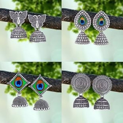 A A Collection German Silver Oxidised Earrings | Traditional Earrings for Women & Girls Alloy Jhumki Earring
