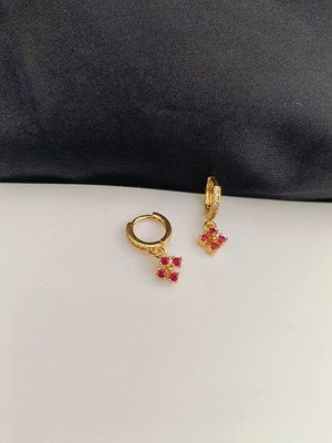 KAKOSHI IMITATION WOMEN HOOP EARRING Ruby, Diamond Brass Hoop Earring