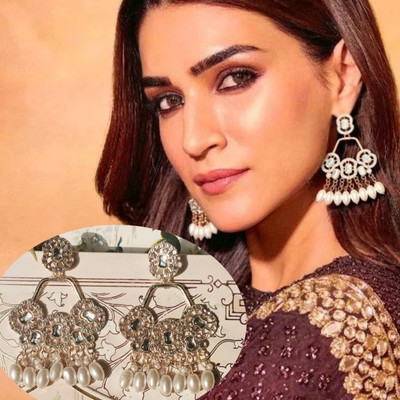 Ashir Atelier Gold Plated Traditional Handcrafted Pearl Kundan Beaded Earrings for Women/Girls Alloy Chandbali Earring