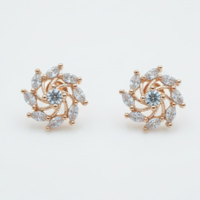 forevershine Rose Gold Plated Open Heart CZ Stud Earrings for Women & Girls Cubic Zirconia Alloy Stud Earring