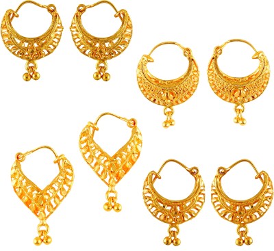 Divastri south indian earrings combo bali traditional 1 gram gold hoops party Ruby Brass, Copper, Stone Earring Set