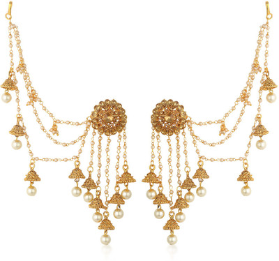 Sukkhi Glorious Gold Plated Bahubali Inspired Long Chain Jhumki Earrings For Women Alloy Cuff Earring