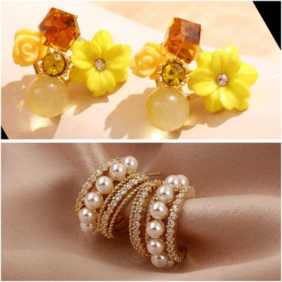 Gloxystore ZSTA-Korean Geometric Earring Set For Women and girls Alloy Earring Set