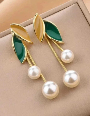 RISHASTYLE RISHASTYLE KOREAN HOOP EARRING 1 PAIR Zircon Mother of Pearl Hoop Earring