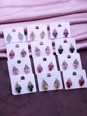 SAIYONI Stud Earrings Combo|Earring Combo|12 Pair Earring Set|Stud Earring. Alloy Stud Earring
