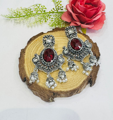 UWISH UW GS05 RED OVAL Brass Drops & Danglers