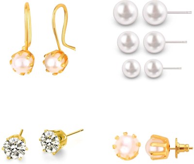 VIGHNAHARTA Vighnaharta Stud Earring Combo set For Women and Girls 4 Pair Earring combo set Cubic Zirconia, Pearl Alloy Stud Earring