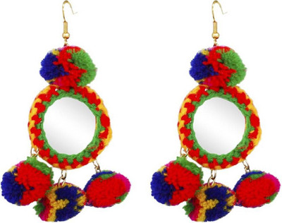 FashMade FK-Multicolor Pom Pom Fabric Tassel Earring