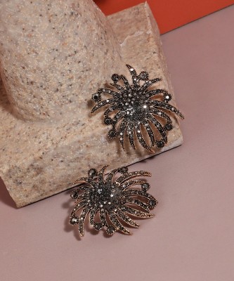 SOHI Women's Wildflower Stud Earrings - Dark Silver Alloy Stud Earring