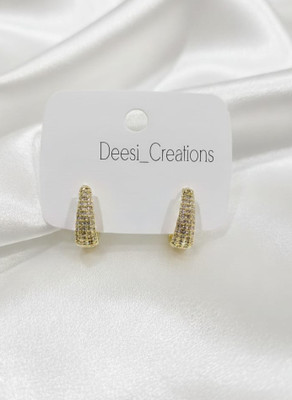 Deesi Creations Golden Glow Zircon Brass, Alloy Stud Earring