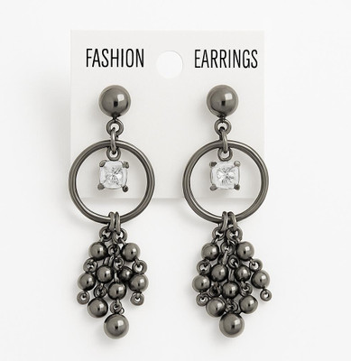 JollyJewels Elegant Gunmetal Chandelier Drop Earrings with Crystal Accent Crystal Alloy Drops & Danglers