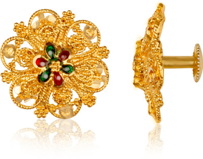 Heer Collection Traditional South Indian Temple Jewellery 1gm Gold n Micron Plated Jhumki Jumkas Alloy, Brass, Metal Stud Earring