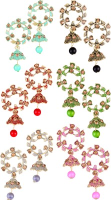MEENAZ Jhumka earrings combo moti jhumkas Traditional pack Set South indian temple Beads, Pearl Alloy, Metal, Enamel, Crystal, Zinc, Stone Chandbali Earring, Drops & Danglers, Earring Set, Jhumki Earring