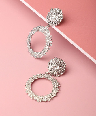 SOHI Silver Plated Designer Stone Party Drop Earring For Women Alloy Drops & Danglers