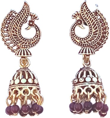 TRADSHELL Tradshell Gold Plated Elegant Brown Color Jhumki Alloy Jhumki Earring