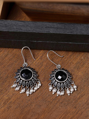 Voylla Work Essentials Round Cut Gem Earrings Crystal Brass Drops & Danglers