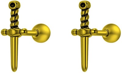 GadgetsDen Sword Cut through Labret Lobe Tragus Helix Gold Color 16G Metal Stud Earring