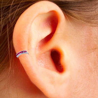 DARSHRAJ 925 sterling silver Pink Zircon earring for 2 piercing (8mm) Zircon Sterling Silver Hoop Earring