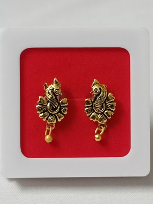 TMR Creation Fancy between peacock1 design mini earrings for women and girls Brass Stud Earring