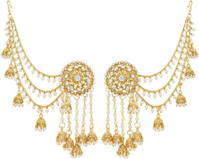 LUXOR Long Chain Jhumkha Pearl Alloy Jhumki Earring