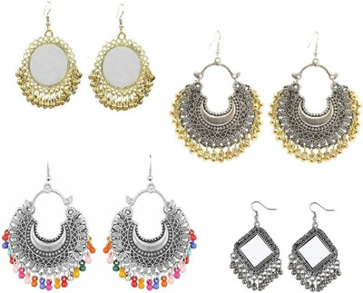 URBANELA Latest Design Partywear Combo of 4 stylish earrings Silver Jhumki Earring Metal Chandbali Earring, Clip-on Earring, Drops & Danglers