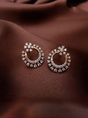 Gargish Fashion Trending AD American Diamond flower Shaped Stud for Girl and Women Cubic Zirconia Brass Stud Earring