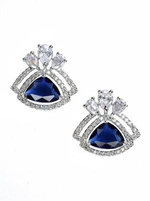 ZENEME 2 N Gorgeous looking & Triangular Shaped Earrings Cubic Zirconia Brass Stud Earring