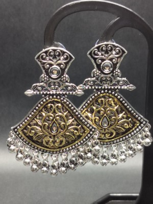 ADornAccessory Dual tone Oxidised with Floral Drop Brass Drops & Danglers