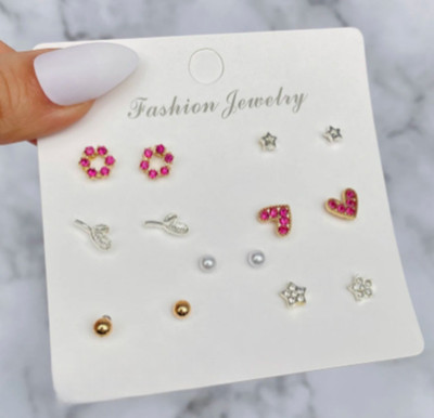 JDENTERPRISES Pack of 7 Weekly Stud Earrings for Women And Girls Alloy Stud Earring